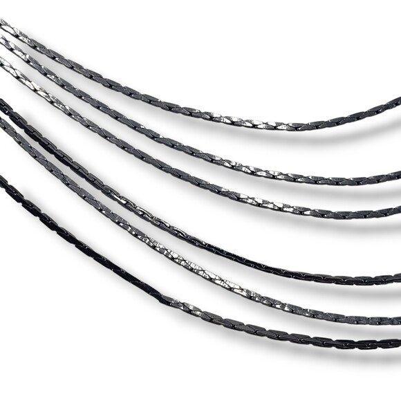 Premier Designs Gunmetal Gray Multi Strand Chain Layered Necklace Adjustable - Picture 3 of 7